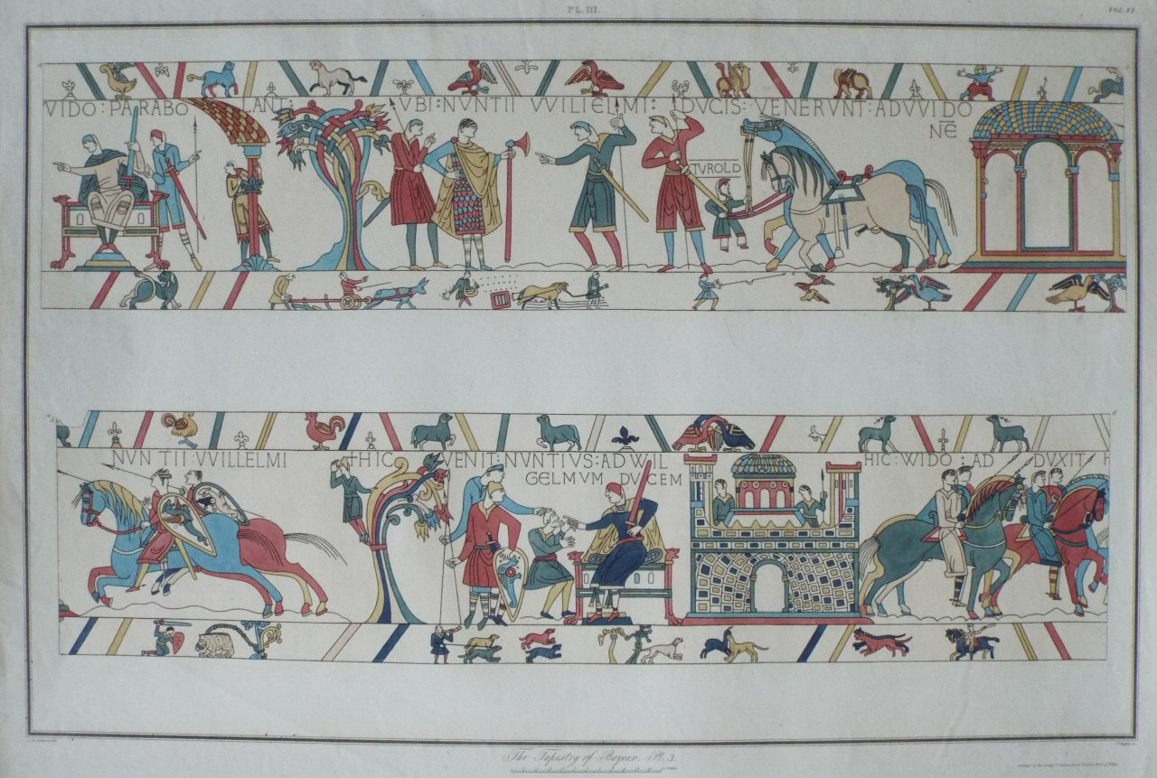Aquatint - The Tapestry of Bayeux. Pl.III - Basire